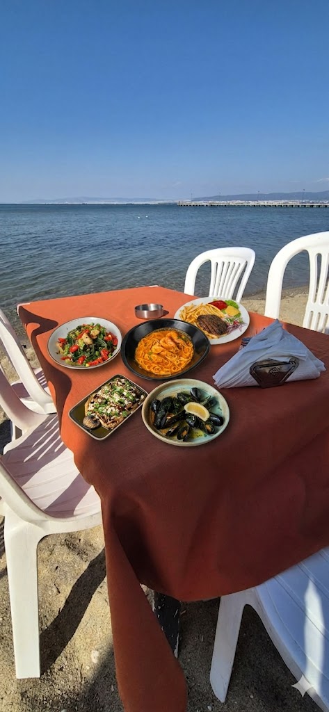 Mixed Seafood plates on a table